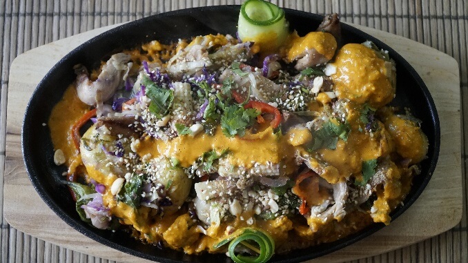 Potato-Soya Vegget Warm Salad With Tandoori Sauce