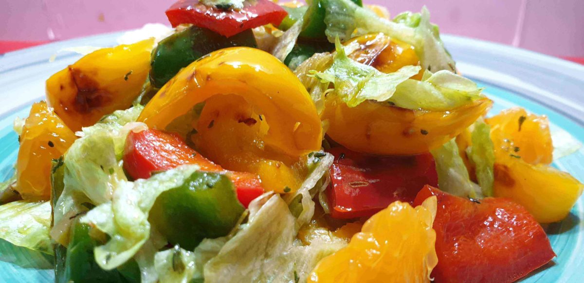 Capsicum, Lettuce, Orange salad