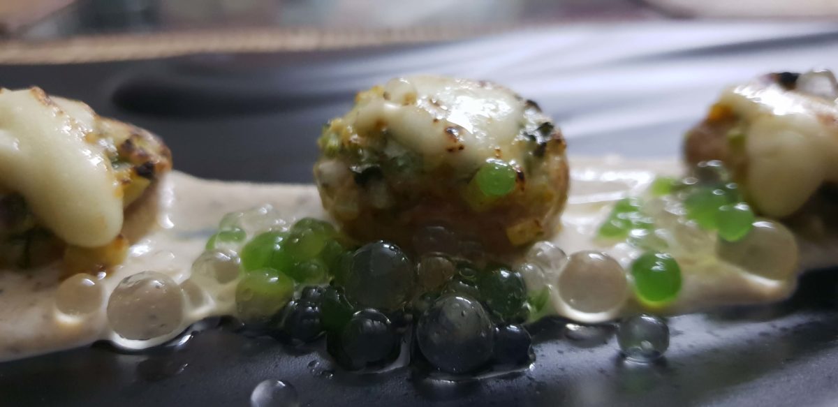 Cheese Stuffed Mushrooms in Mushroom Froth